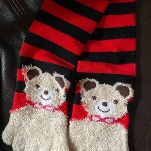Women Plush Toe Socks Puffy Warm Winter Fuzzy Soft Bear Girl Teens 9-11 NEW